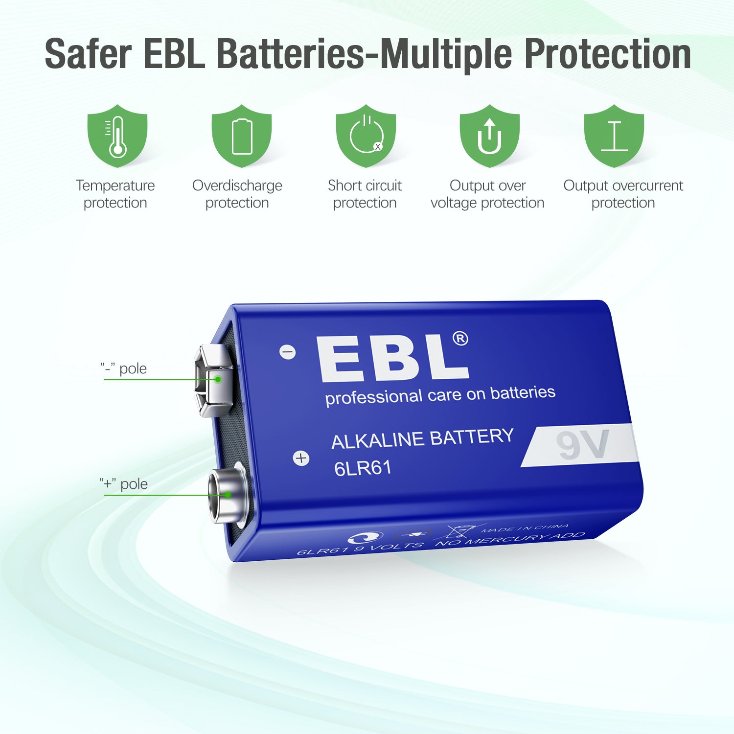 EBL 9V Alkaline Battery 600mAh - EBLOfficial