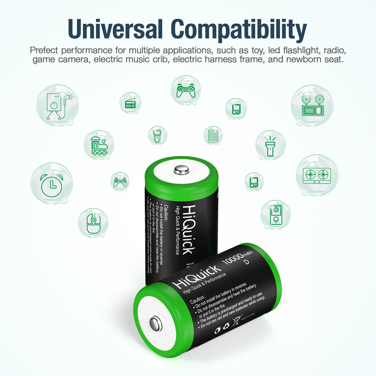 HiQuick D Cell NI-MH Rechargeable Batteries 1.2V