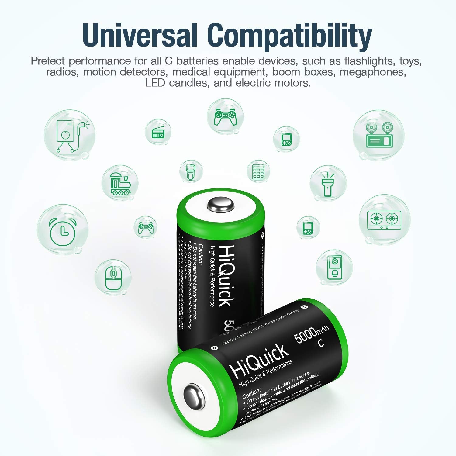 Hiquick Ni-MH Rechargeable C Batteries