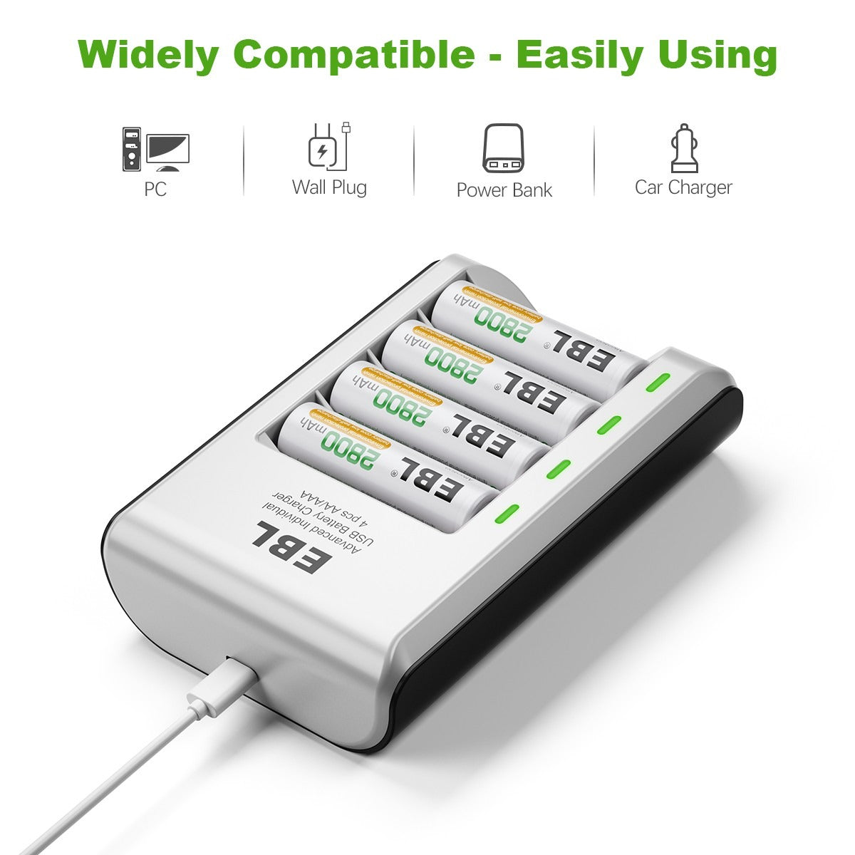 EBL AAAA Batteries with 807 Smart Battery Charger