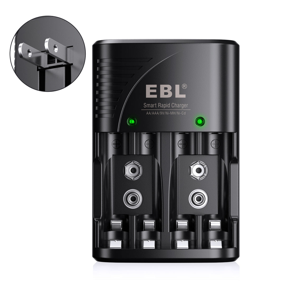 EBL 802 Smart Battery Charger for 9V AA AAA Ni-MH Ni-CD Rechargeable  Batteries