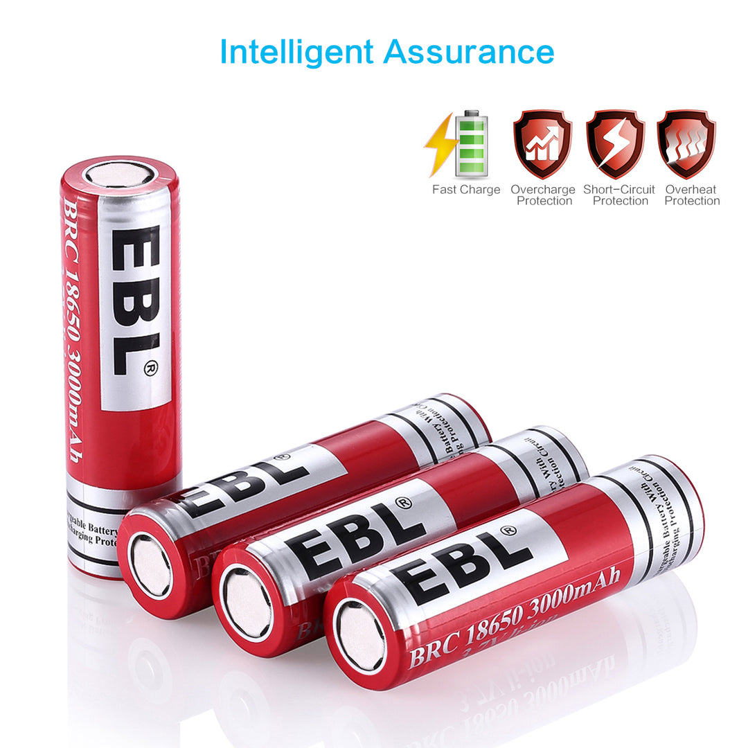 Buy EBL 18650 Flat Top Rechargeable Batteries - EBLOfficial