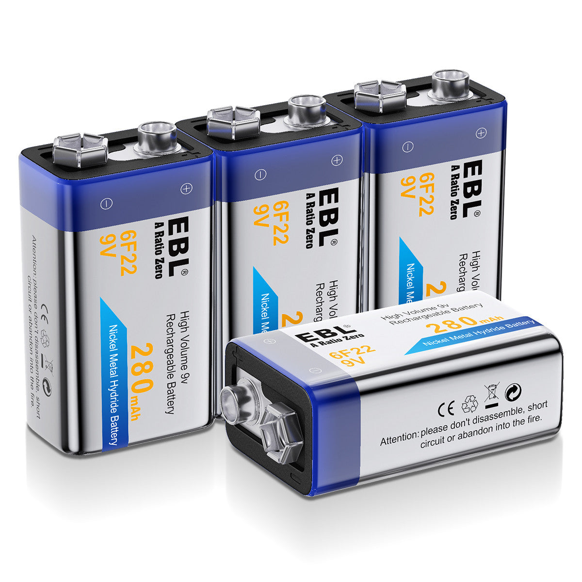 EBL 6F22 9V 280mah Rechargeable Battery - EBLOfficial