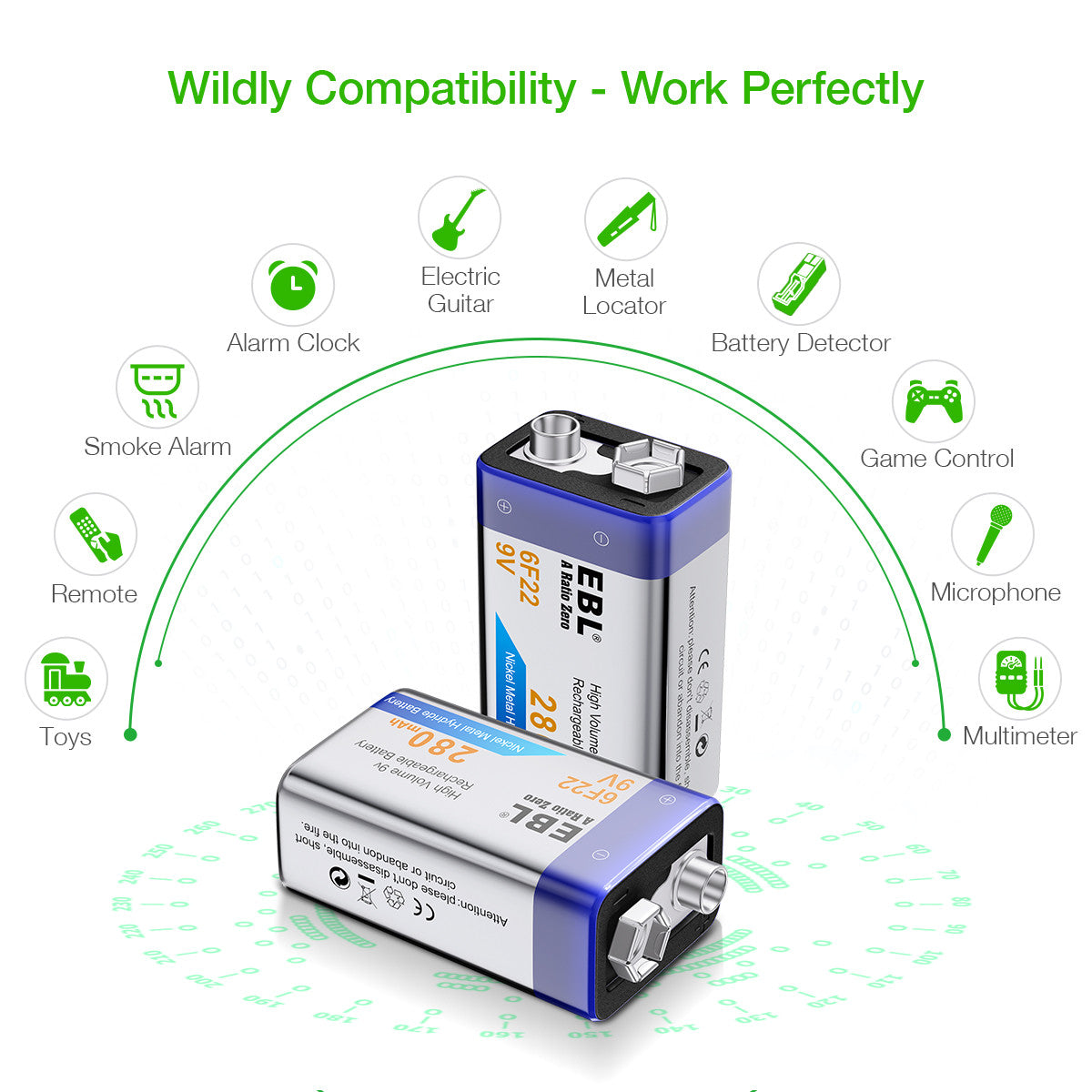 EBL 6F22 9V 280mah Rechargeable Battery - EBLOfficial