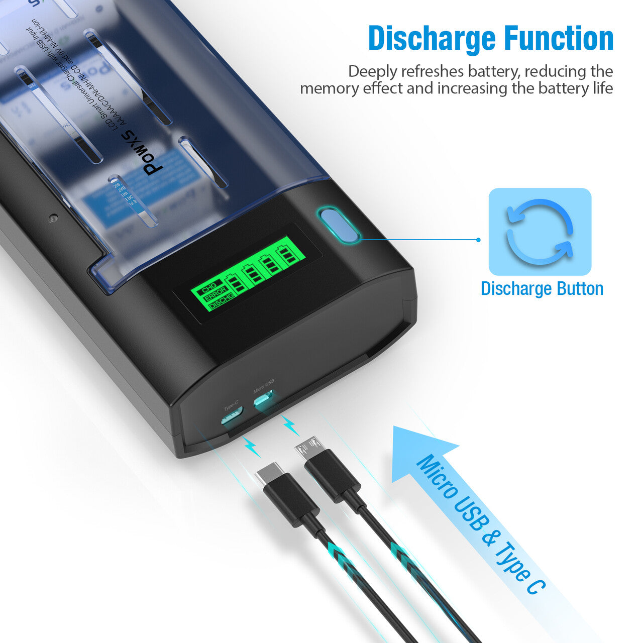 Smart LCD Universal Battery Charger for C D AA AAA 9V Batteries