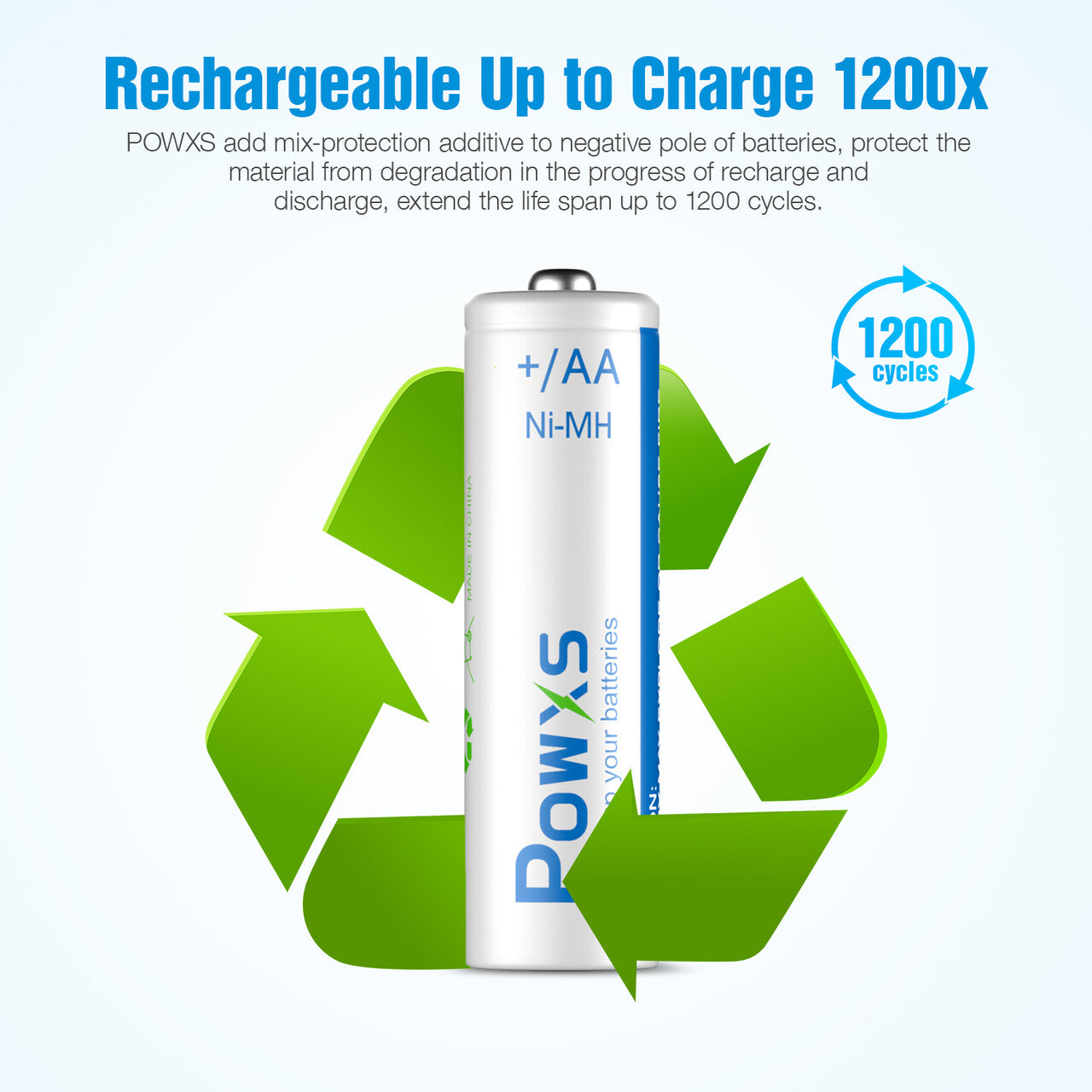 POWXS AA Ni-MH Rechargeable Batteries 2000mah