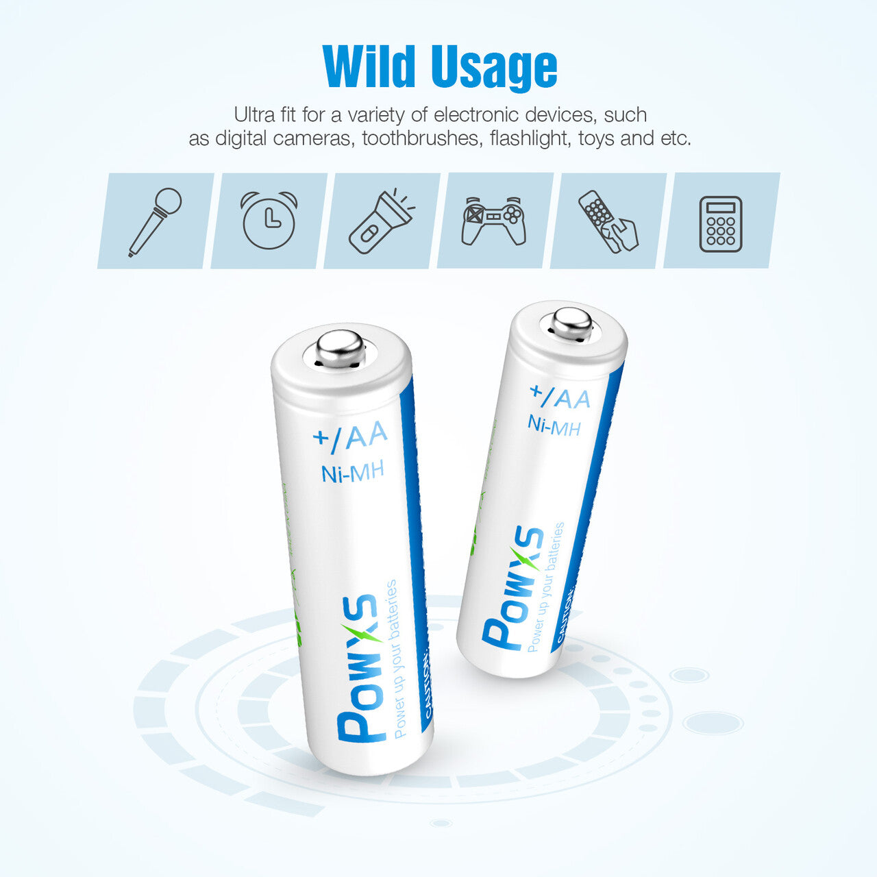 POWXS AA Ni-MH Rechargeable Batteries 2000mah