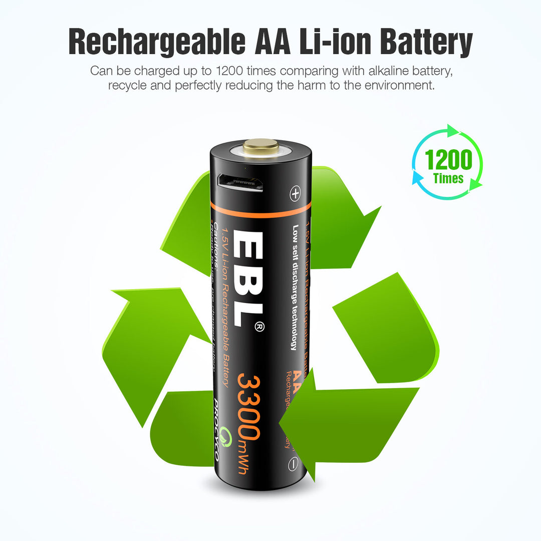 Piles AAA rechargeables 1.5 V, 3000 mAh - prix par batterie