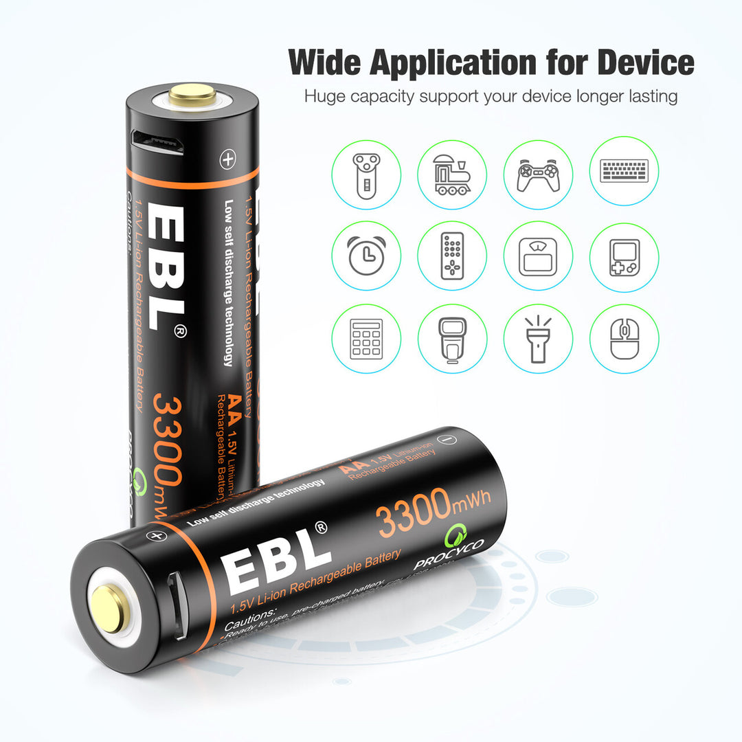Best EBL USB Rechargeable D Batteries 10000mWh 1.5V – EBLOfficial