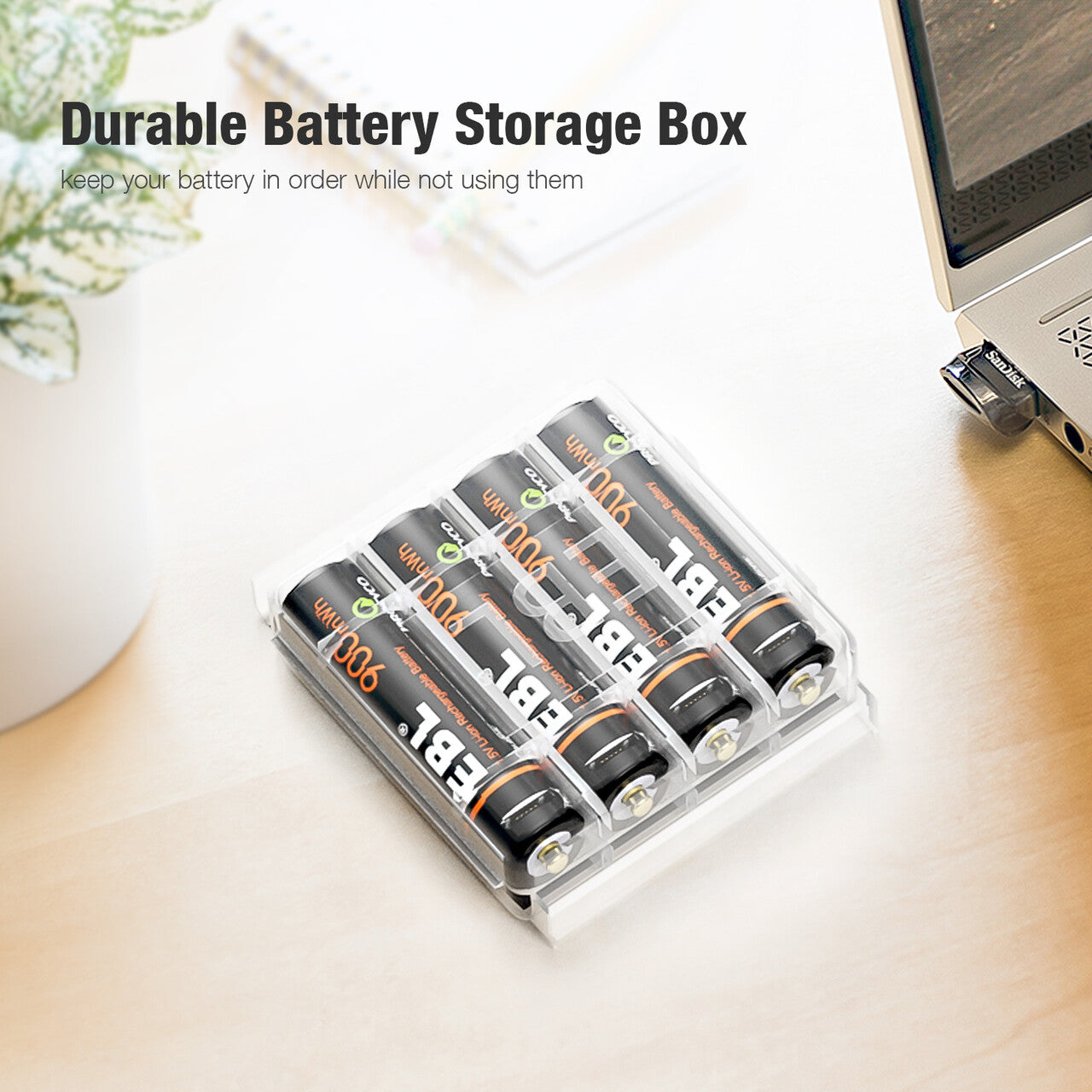 Storing USB AAA batteries.