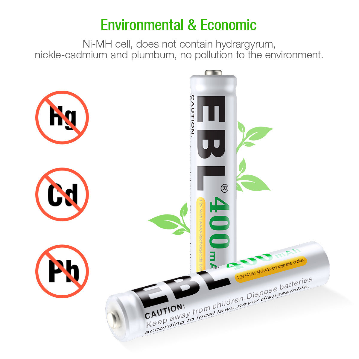 EBL 1.2V 400mAH AAAA Ni-MH Rechargeable Batteries - EBLOfficial