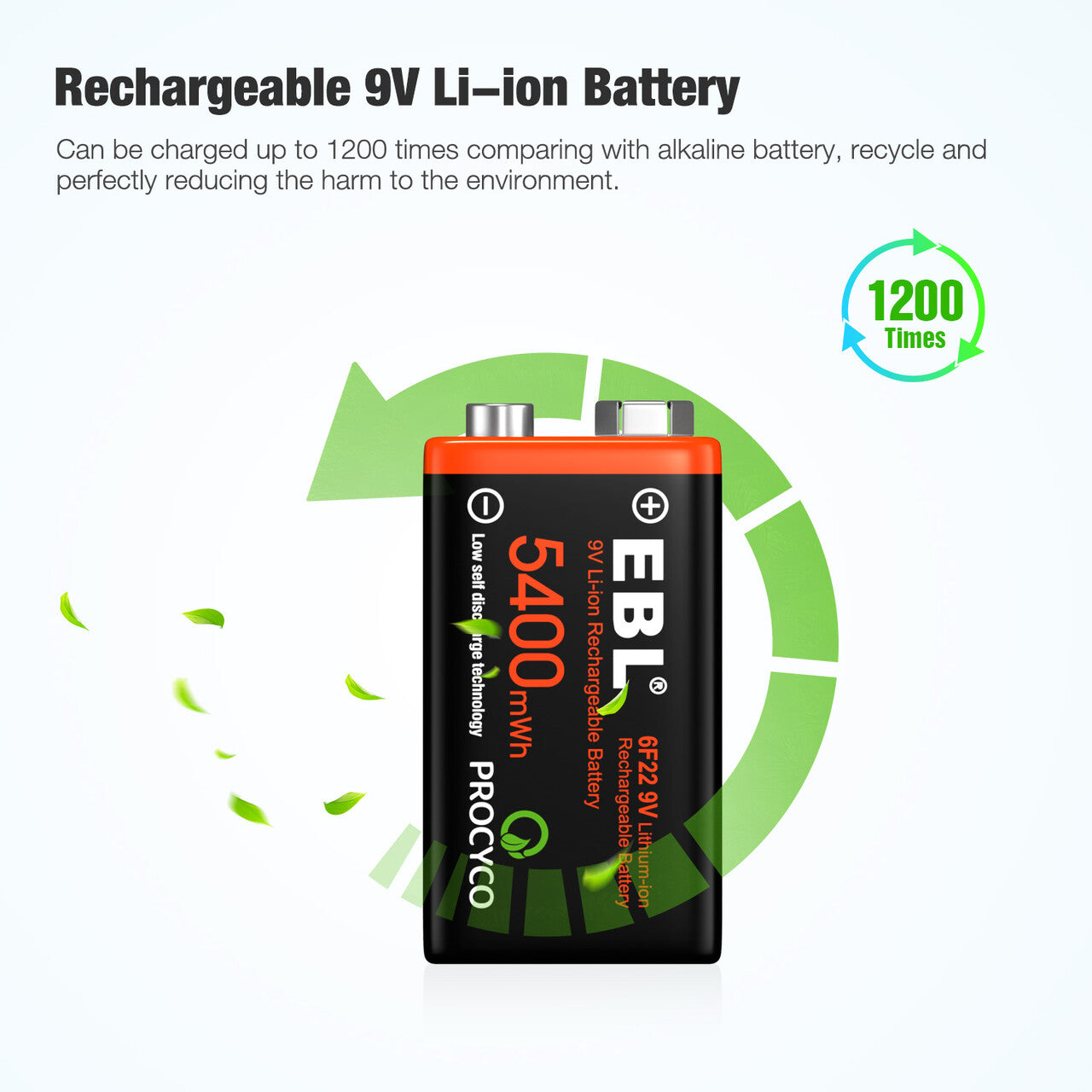 EBL 1/4 PCS 5400mWh 9V Lithium Rechargeable Battery - EBLOfficial